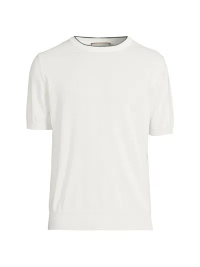 Shop Canali Men's Cotton Contrast Knit T-shirt In White