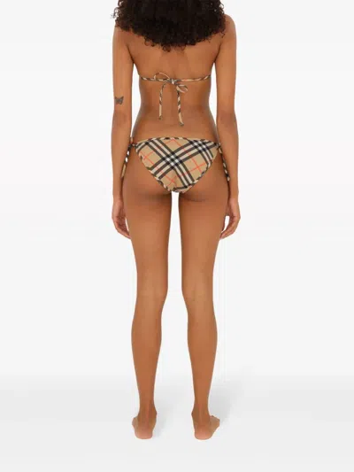 Shop Burberry Slip Bikini Check In Beige