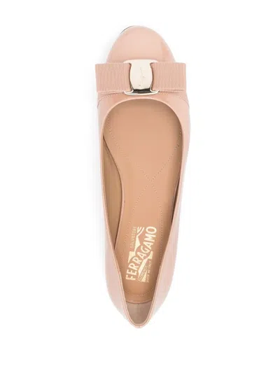 Shop Ferragamo Ballerina Varina In Beige