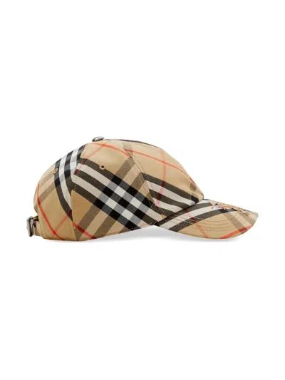 Shop Burberry Berretto Da Baseball In Misto Cotone Check In Beige