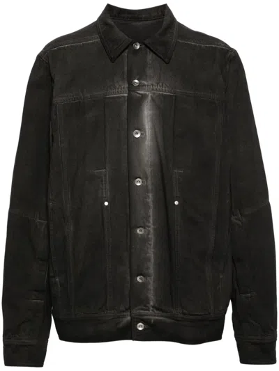 Shop Rick Owens Giacca Lido Workwear In Dark Dust In Black