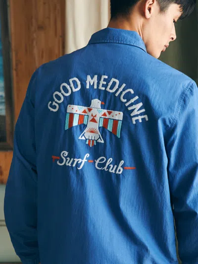 Shop Faherty Steven Paul Judd Good Medicine Sunwashed Coaches Jacket In Marine Blue