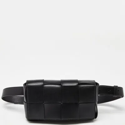 Pre-owned Bottega Veneta Black Intrecciato Leather Mini Cassette Belt Bag