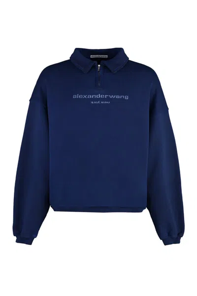 Shop Alexander Wang Cotton Crew-neck Sweatshirt In Blue