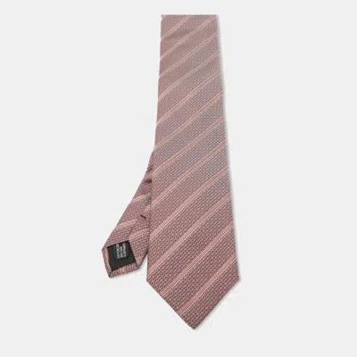 Pre-owned Saint Laurent Red Striped Pattern Silk Tie