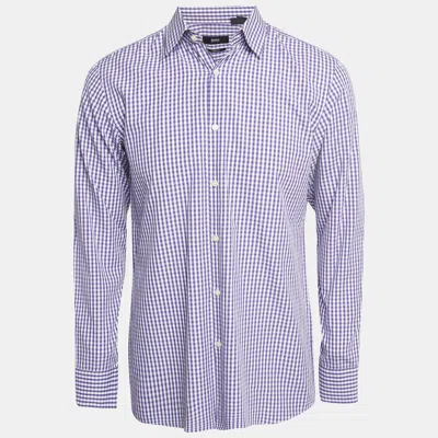 Pre-owned Boss By Hugo Boss Purple Gingham Check Cotton Sharp Fit Shirt M
