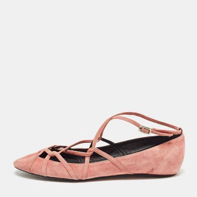 Pre-owned Marc Jacobs Pink Suede Strappy Ballet Flats Size 37