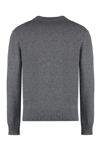 Shop Ami Alexandre Mattiussi Ami Paris Crew-neck Cashmere Sweater In Grey