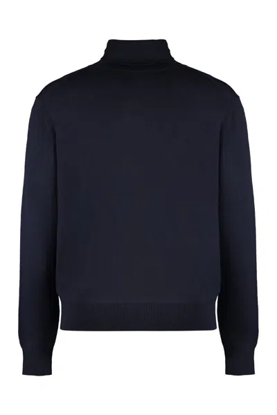 Shop Ami Alexandre Mattiussi Ami Paris Turtleneck Merino Wool Sweater In Blue