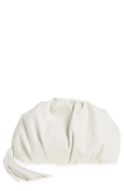 Shop Rebecca Minkoff Ruched Faux Leather Clutch In Optic White