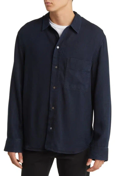 Shop Cos Regular Fit Stretch Denim Button-up Shirt In Blue Dark