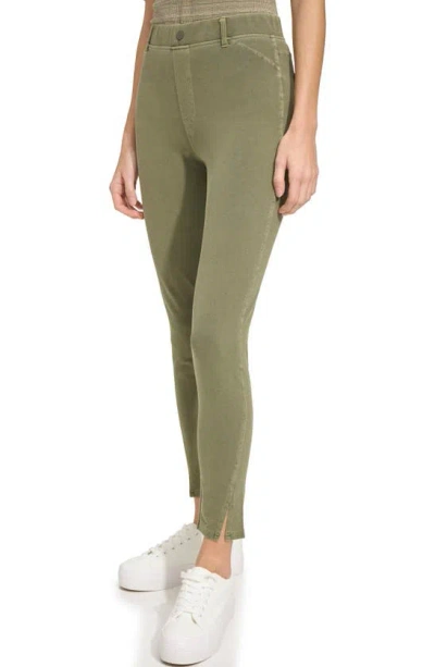 Shop Andrew Marc Twill High Waist Pants In Forest Green