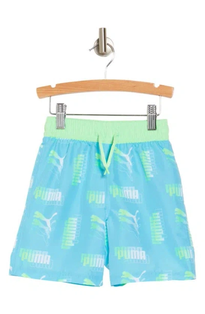 Shop Puma Kids' Amplified Swim Shorts In Blue / Aqua