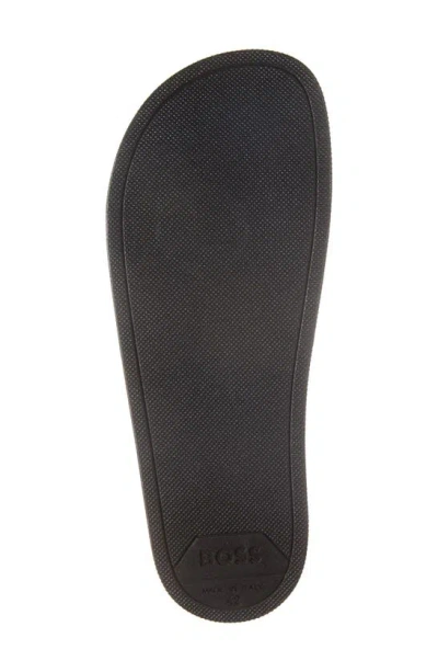 Hugo Boss Logo-embossed Open-toe Slides In Black