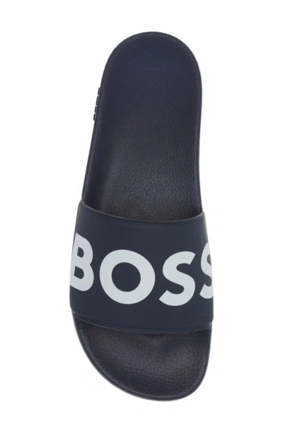 Shop Hugo Boss Boss Sean Slide Sandal In Navy