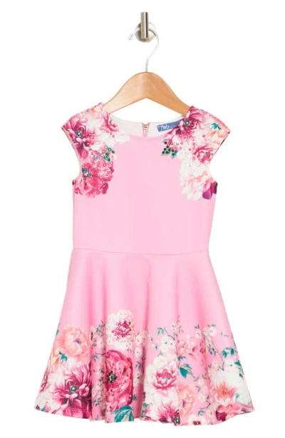 Shop Truly Me Kids' Embellished Cap Sleeve Dress In Pink Multi