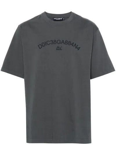 Shop Dolce & Gabbana Short-sleeved T-shirt With Logo Print In Grey