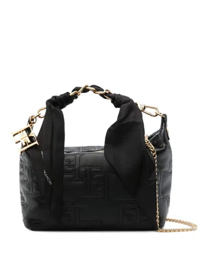 Shop Elisabetta Franchi Quilted Bag With Detachable Scarf In Black