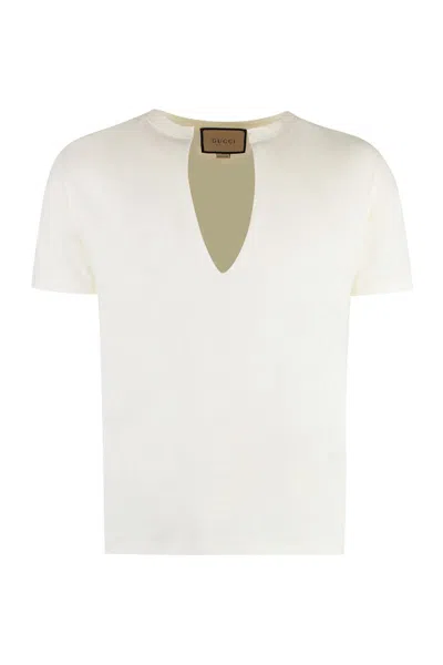 Shop Gucci Cotton T-shirt In Ivory