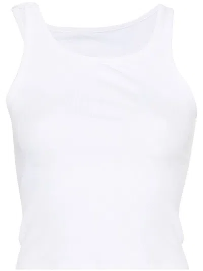 Shop Mm6 Maison Margiela Ribbed Cotton Cut-out Tank Top In White