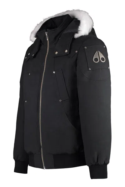 Shop Moose Knuckles Hooded Padded Bomber Jacket In Black