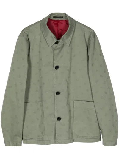 Shop Paul Smith Cotton Jacquard Shirt-jacket In Green