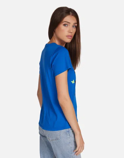 Lauren Moshi Croft Neon Peace Love Butterflies In Vibrant Blue