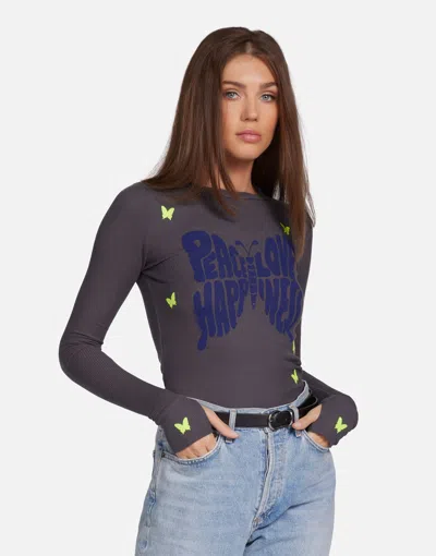 Lauren Moshi Mckinley Neon Peace Love Butterflies In Light Onyx