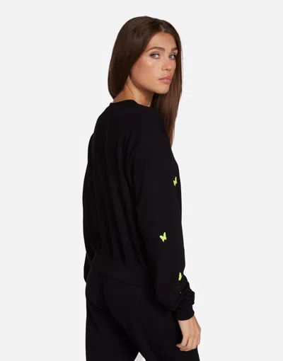 Lauren Moshi Spalding Neon Peace Love Butterflies In Black
