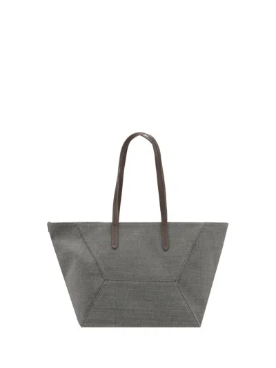 Shop Brunello Cucinelli Handbags In Grey Seal
