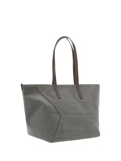 Shop Brunello Cucinelli Handbags In Grey Seal