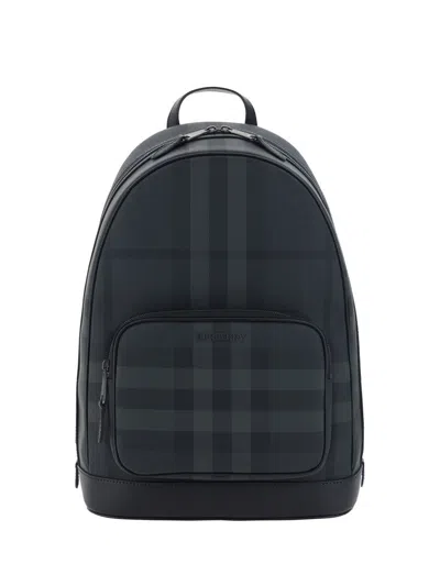 Shop Burberry Backpacks In Charcoal