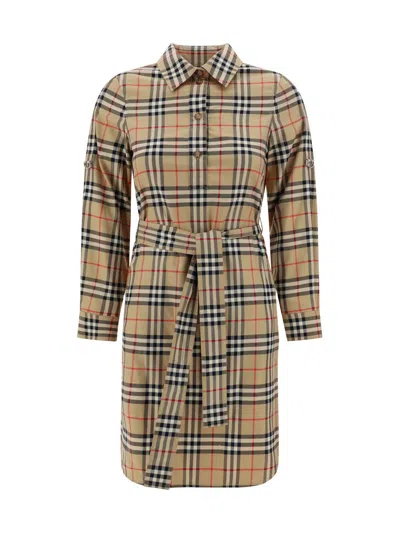 Shop Burberry Dresses In Archive Beige Ip Chk