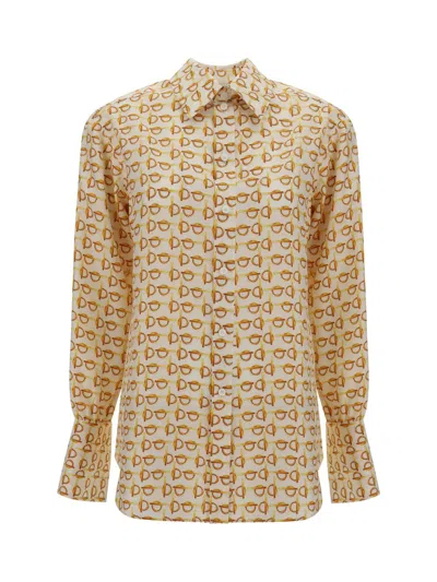 Shop Burberry Shirts In Gold/white