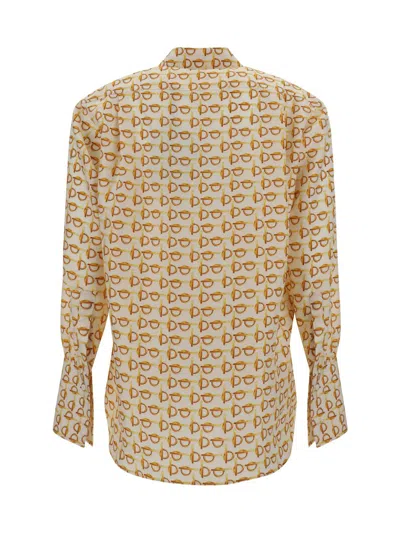 Shop Burberry Shirts In Gold/white
