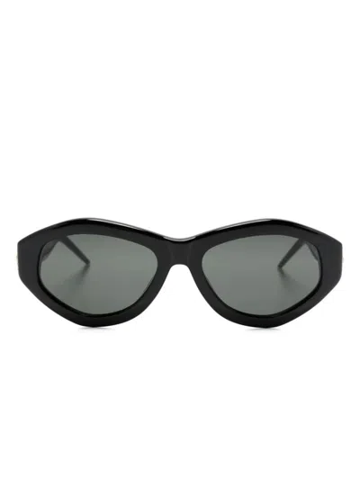Shop Casablanca Geometric Acetate Sunglasses With Logo Plaque In Black