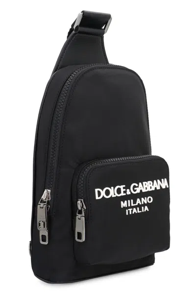 Shop Dolce & Gabbana Nylon One-shoulder Backpack In Black