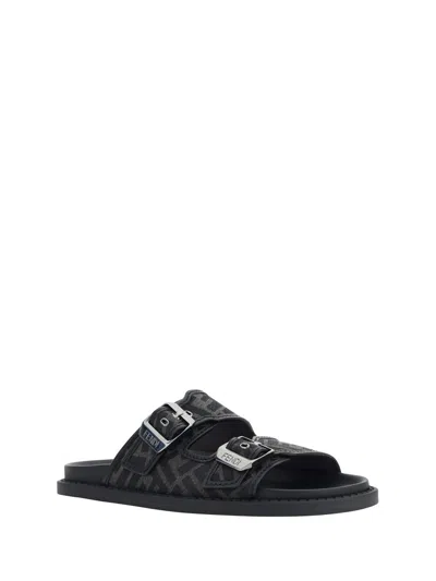 Shop Fendi Sandals In Grigio+nero