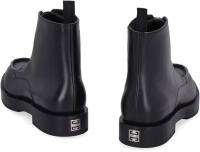 Shop Givenchy Squared Leather Ankle Boots In Black