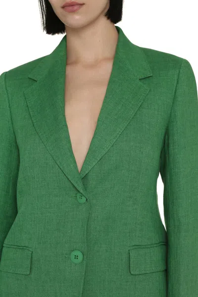 Shop Max Mara Studio Teca Linen Blazer In Green