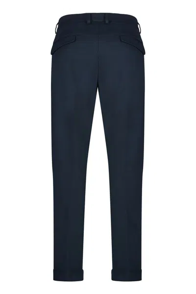 Paul & Shark Cuffed Hem Cotton Trousers With Key Ring In Blue