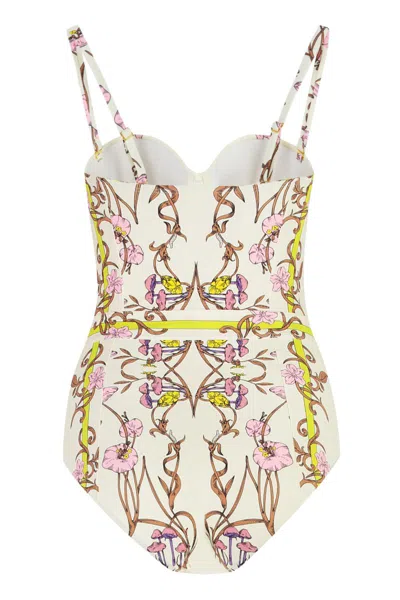 Shop Tory Burch Printed One-piece Swimsuit In Panna