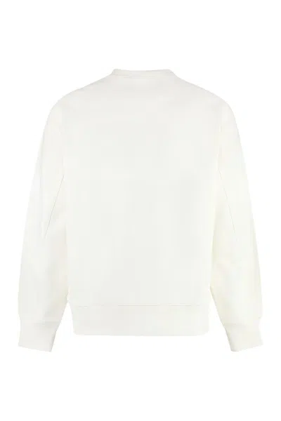Shop Y-3 Adidas Cotton Crew-neck Sweatshirt In Ivory