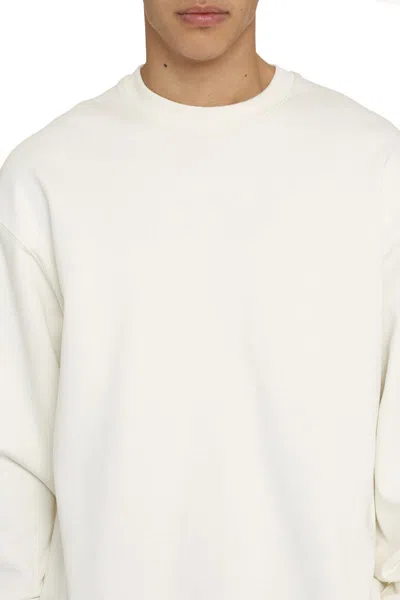 Shop Y-3 Adidas Cotton Crew-neck Sweatshirt In Ivory