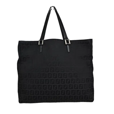Shop Fendi Ff Black Canvas Tote Bag ()