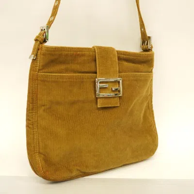 Shop Fendi Mamma Baguette Brown Velvet Shopper Bag ()