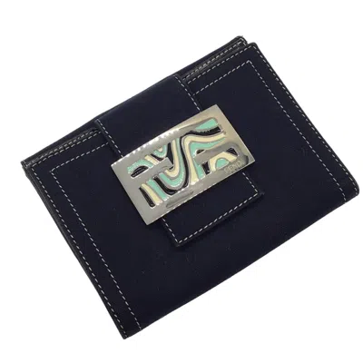 Shop Fendi Navy Canvas Wallet  ()