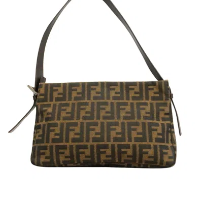 Shop Fendi Zucca Brown Synthetic Shoulder Bag ()