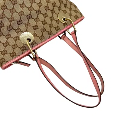 Shop Gucci Cabas Beige Canvas Shoulder Bag ()