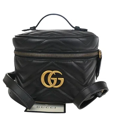 Shop Gucci Marmont Black Leather Backpack Bag ()